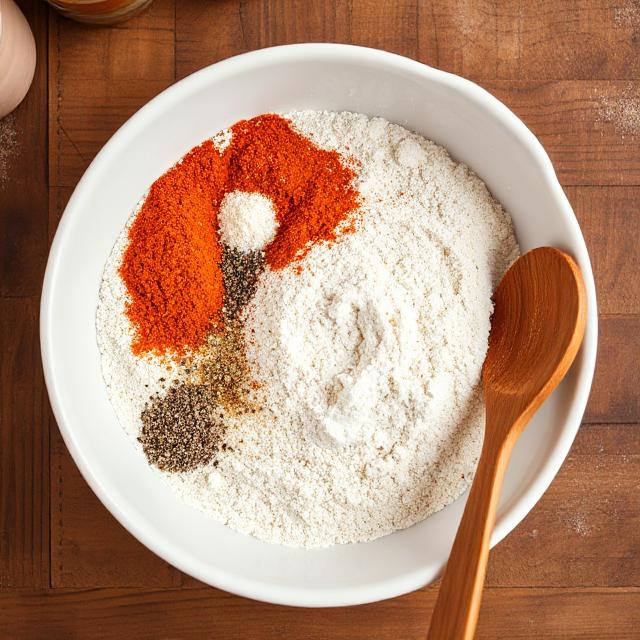 coating ingredients in a shallow dish