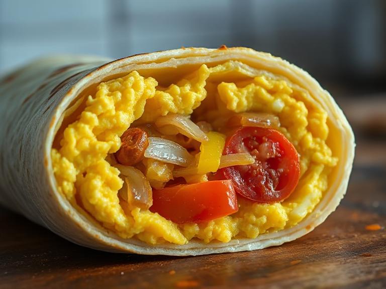 Breakfast Burrito with Eggs and Cheese