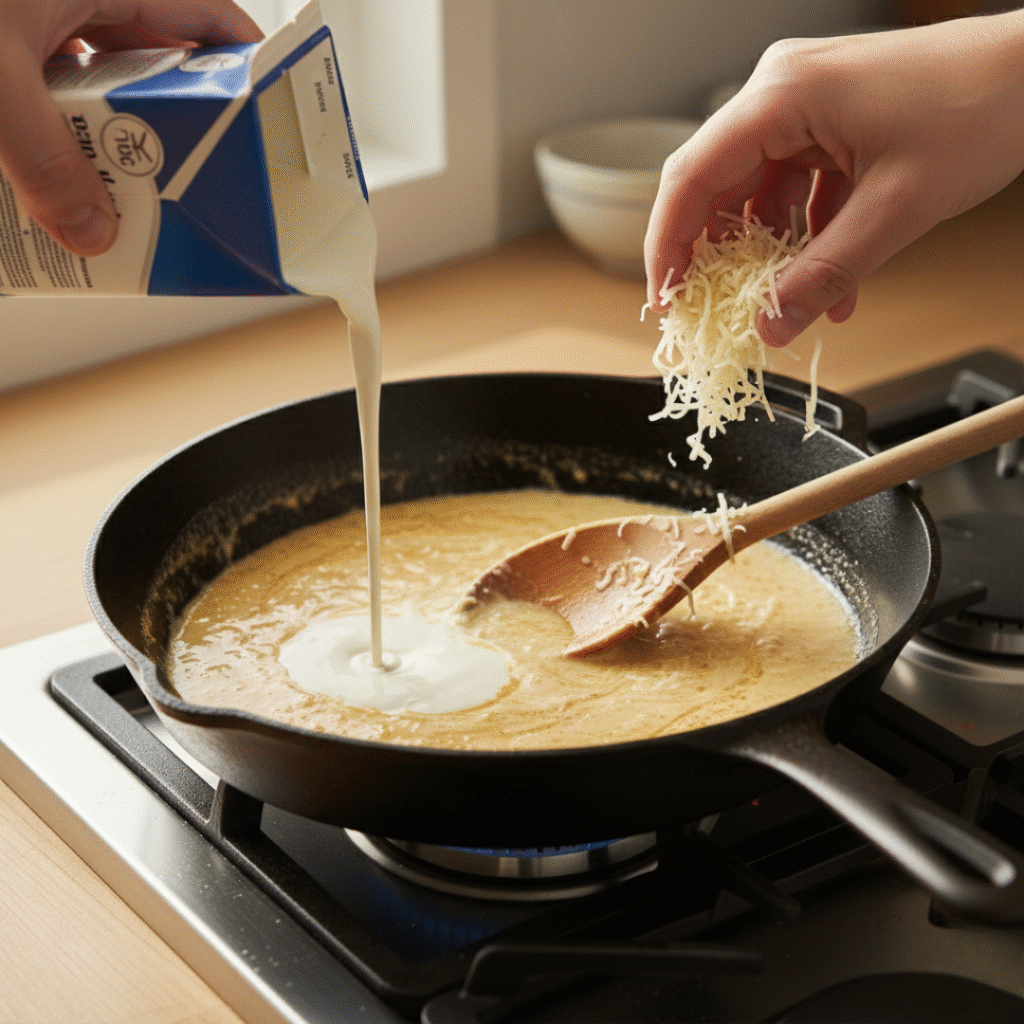 Making the Alfredo Sauce