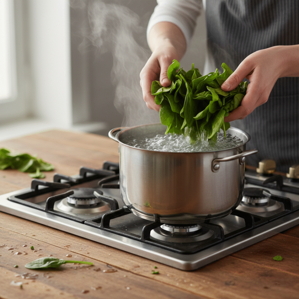 Blanching the Spinach