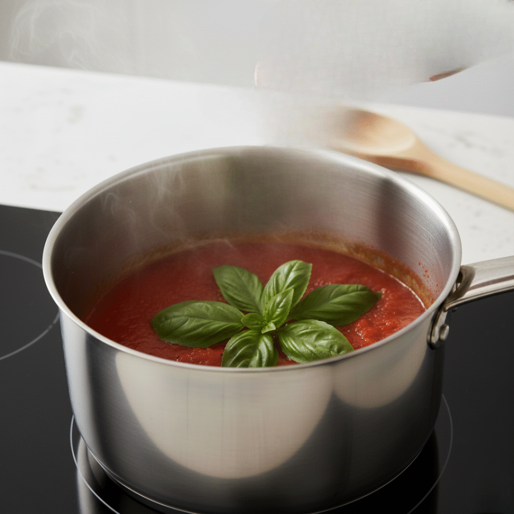 Adding Fresh Basil to Sauce