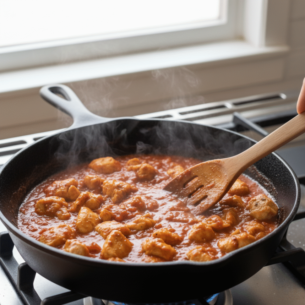 Chicken returns + simmer