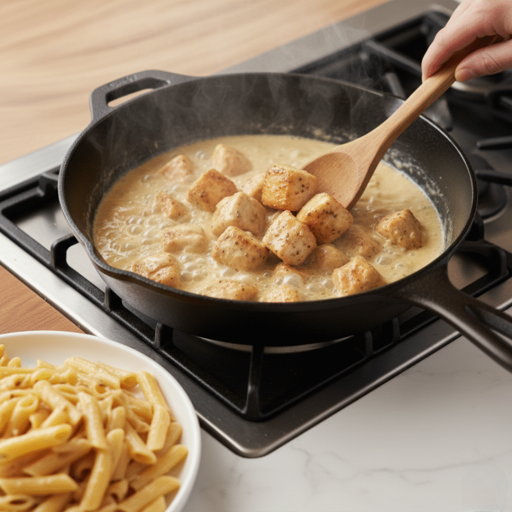 Combine Chicken and Pasta