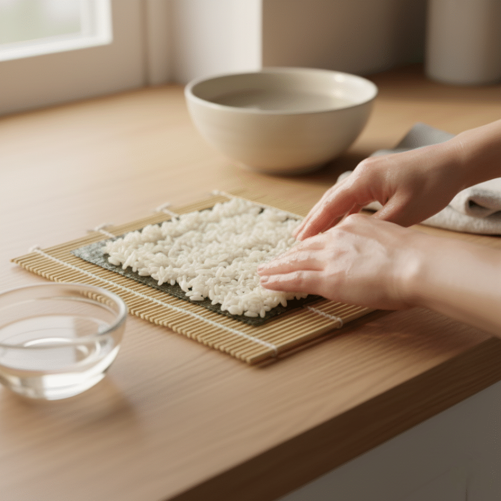 spread rice on sheet