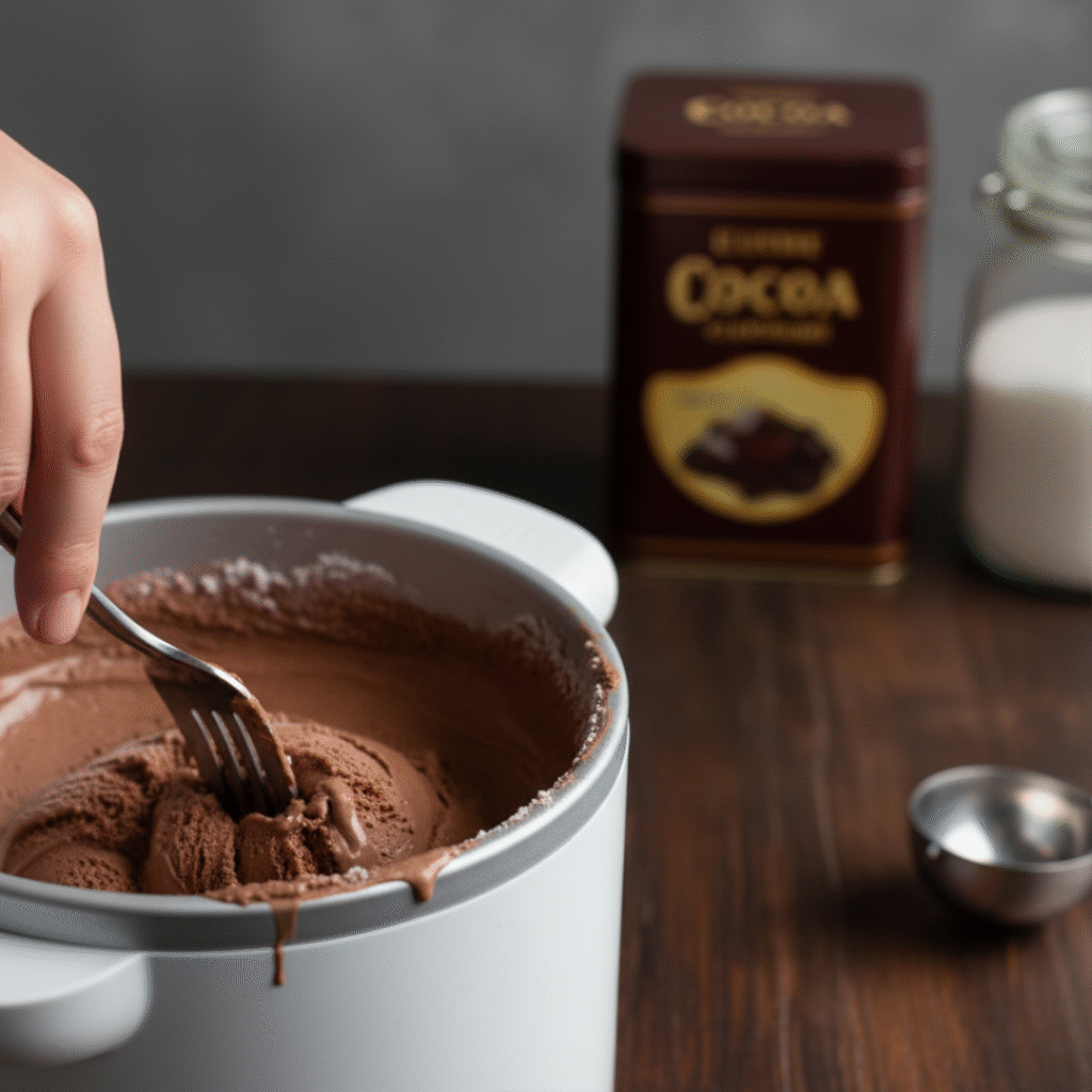 Freezer method — scraping in shallow metal pan