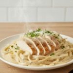Creamy Chicken Spaghetti with Garlic White Sauce