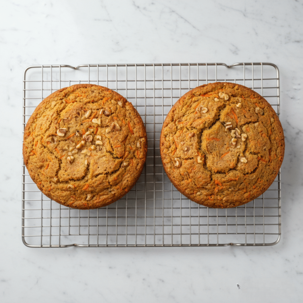 Baked Cake Layers Cooling