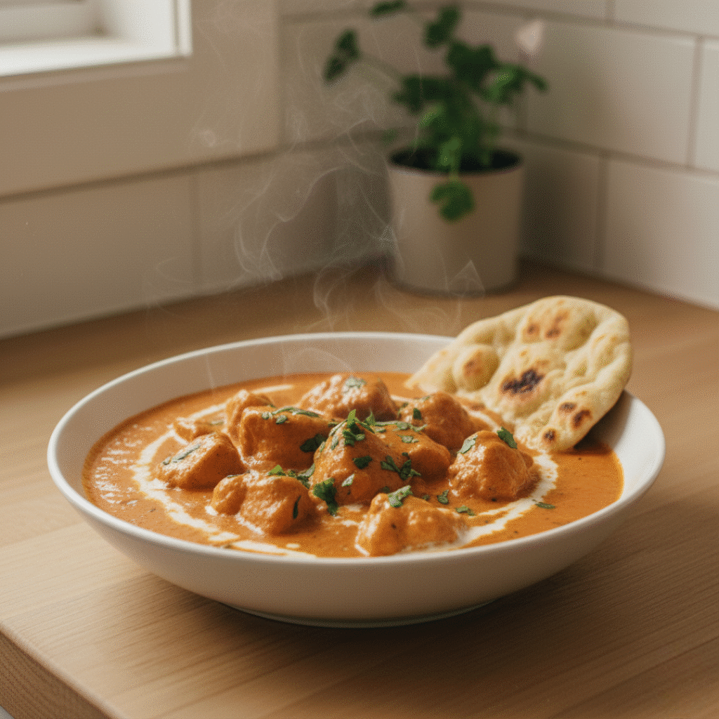 creamy butter chicken with naan