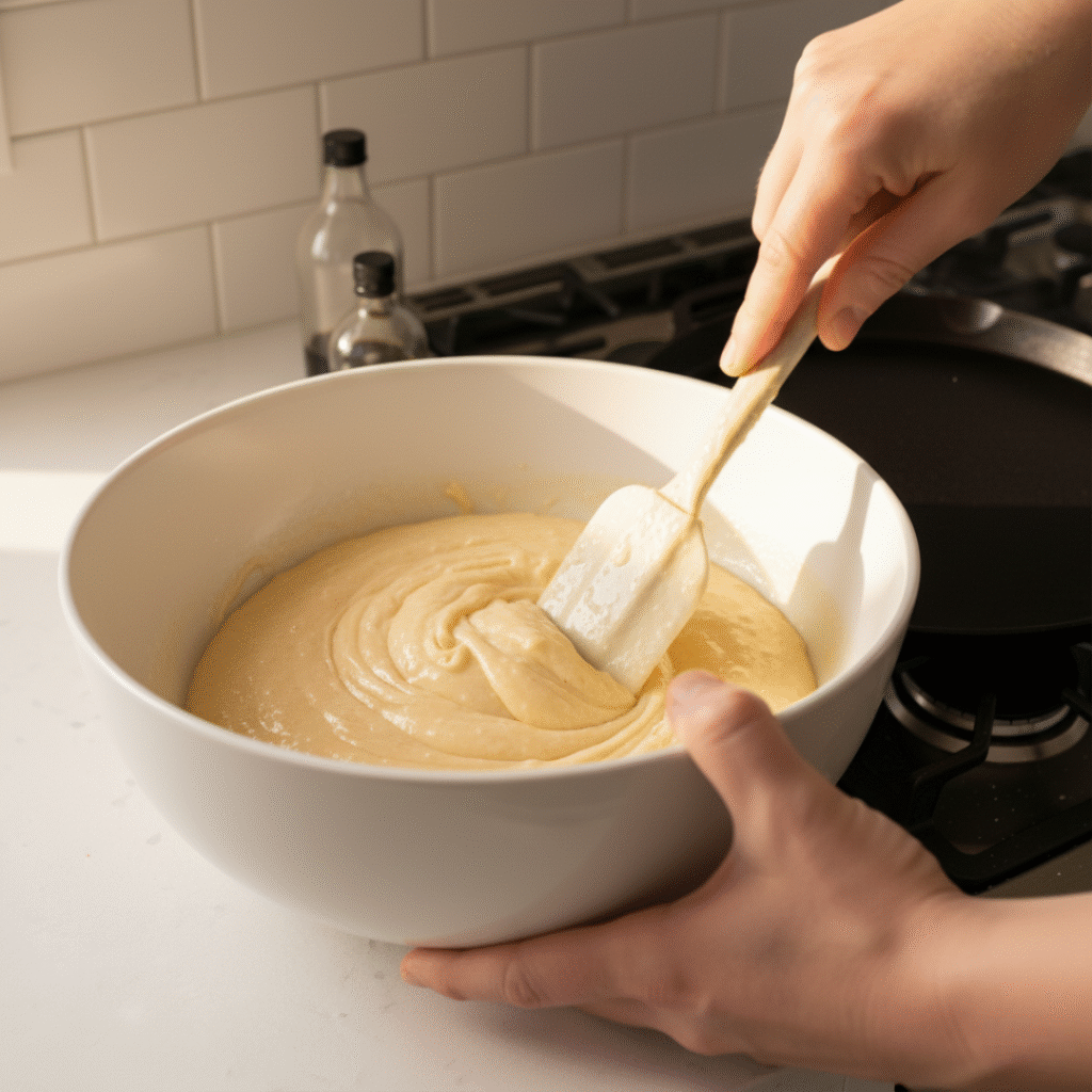 Combine Carefully (folding the batter)