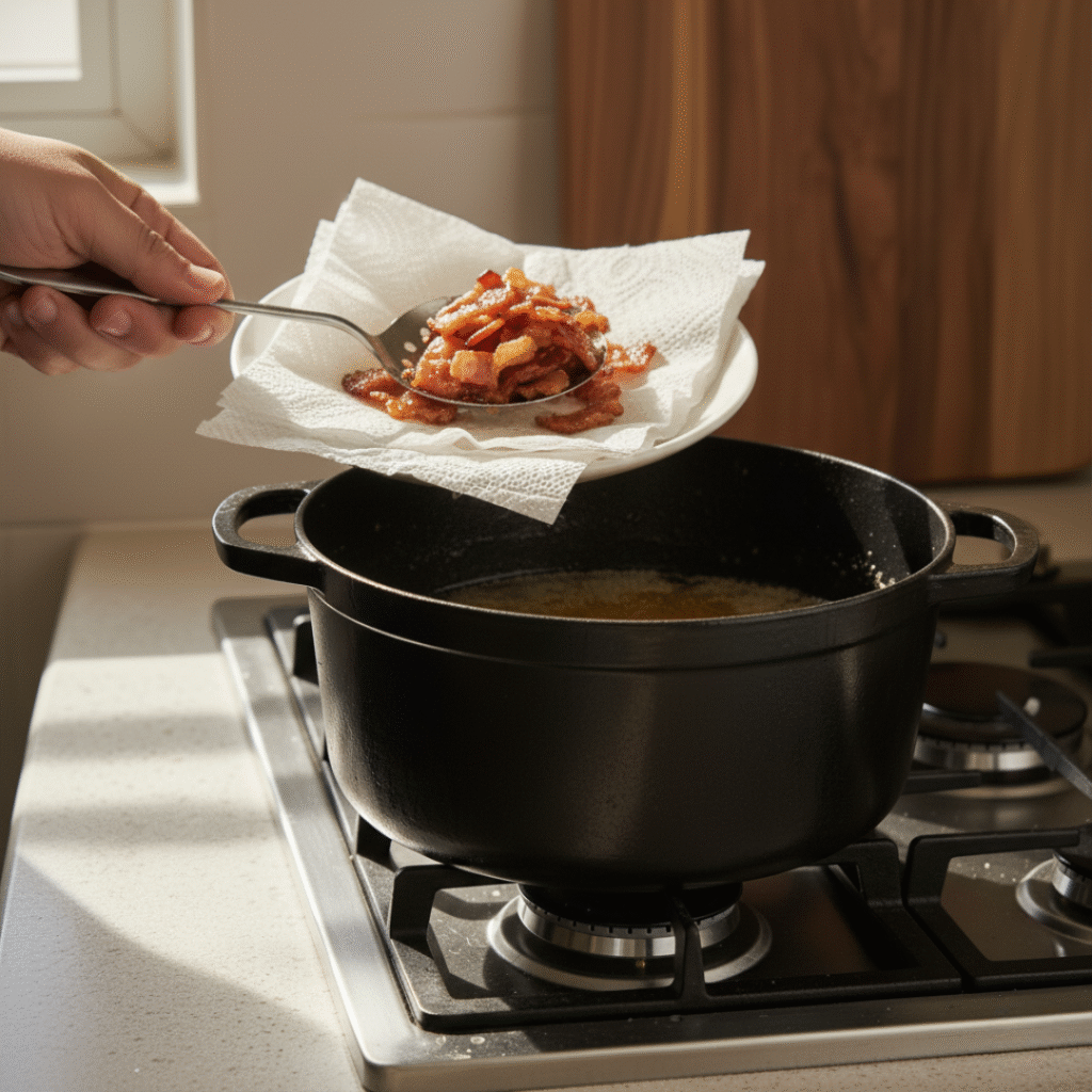 bacon on paper towel