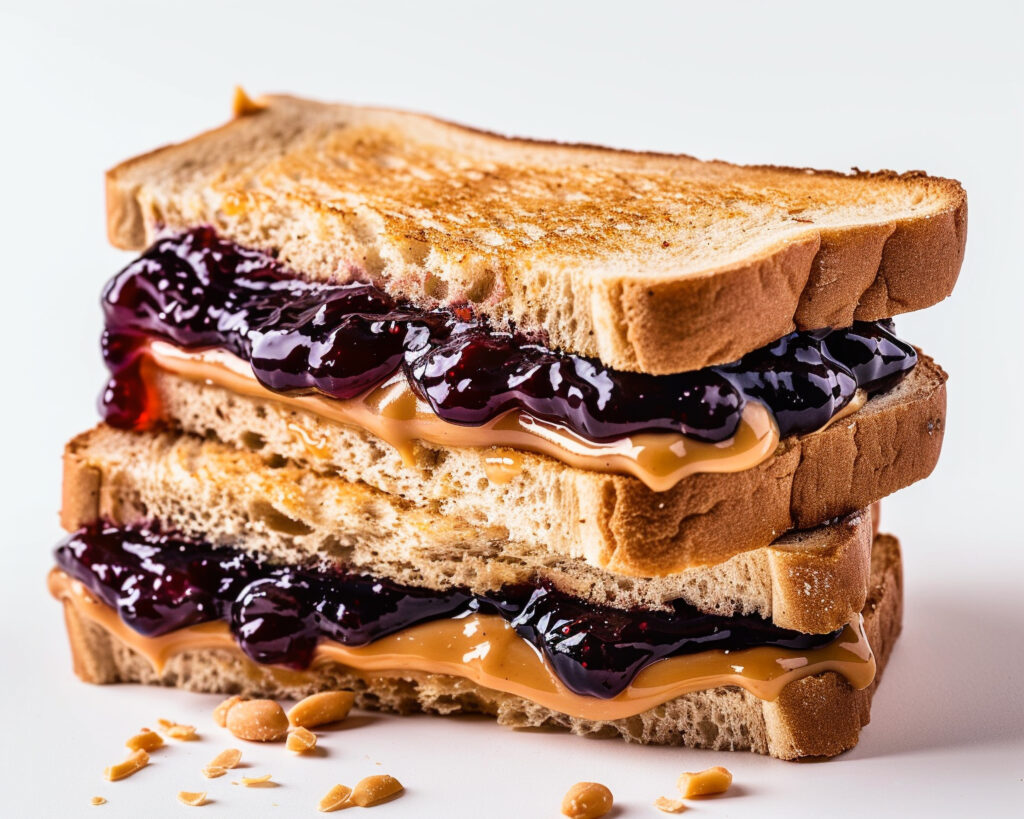 vecteezy a sandwich with peanut butter and jelly on top 47141667 1