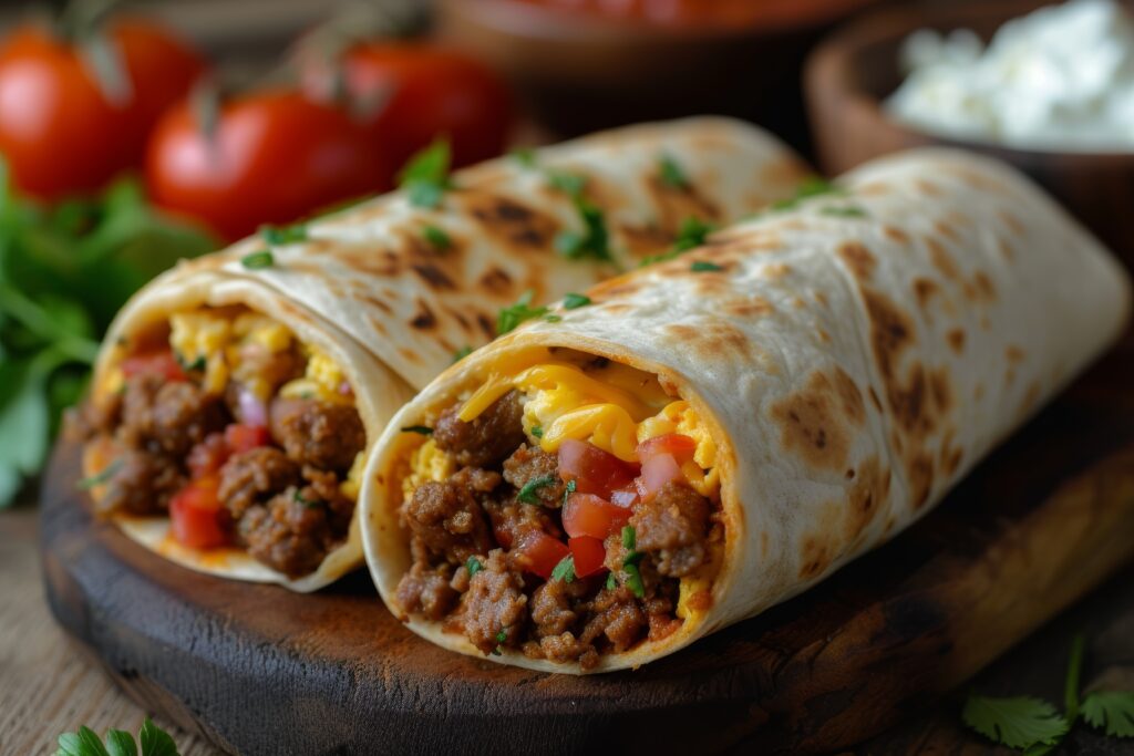 vecteezy ai generated sausage and egg breakfast burrito wrapped in a 39074626