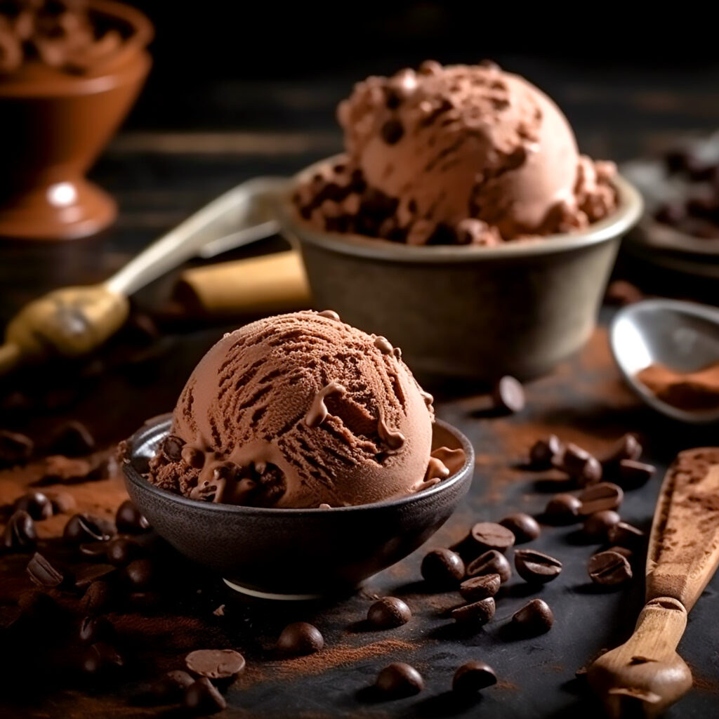vecteezy coold sweet ice cream with chocolate on the dark background 30565304 3