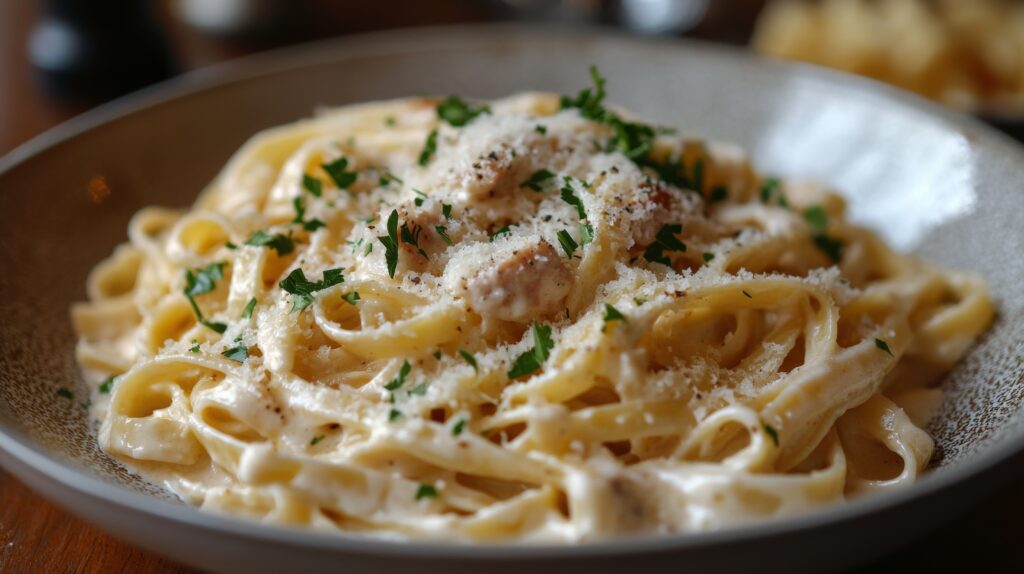 vecteezy creamy fettuccine alfredo prepared with fresh ingredients in 54691336