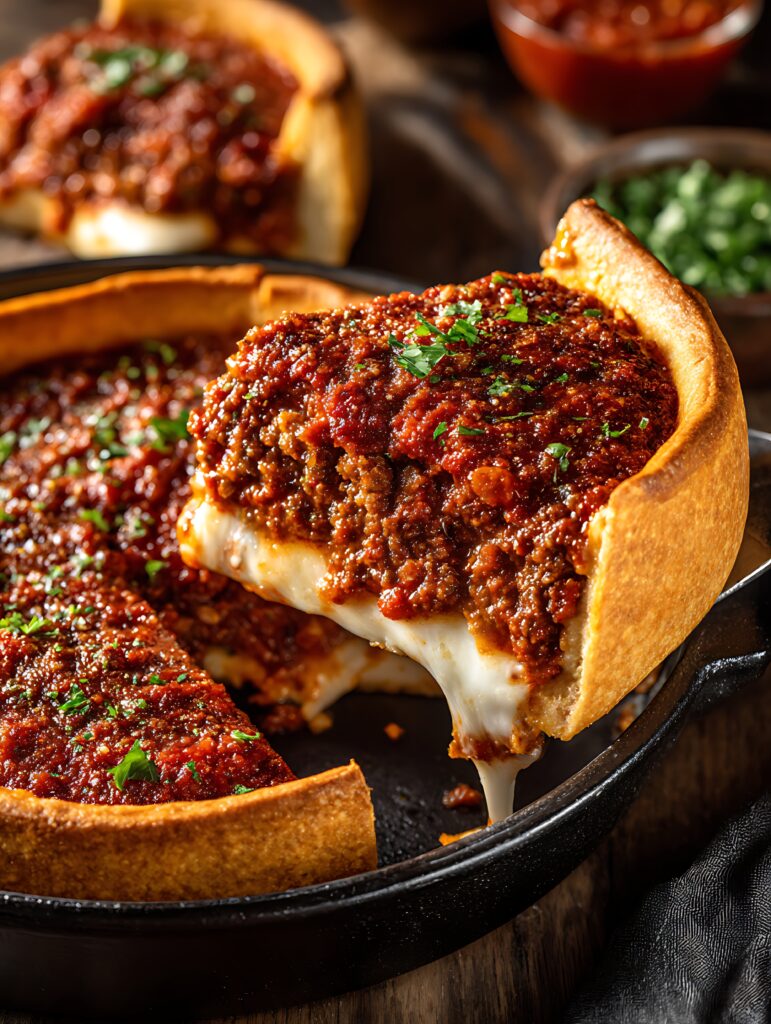 vecteezy delicious chicago deep dish pizza with melted cheese and 66483350