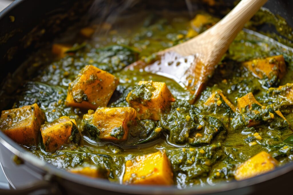 vecteezy delicious spinach and paneer curry in a cooking pot 53187801 1