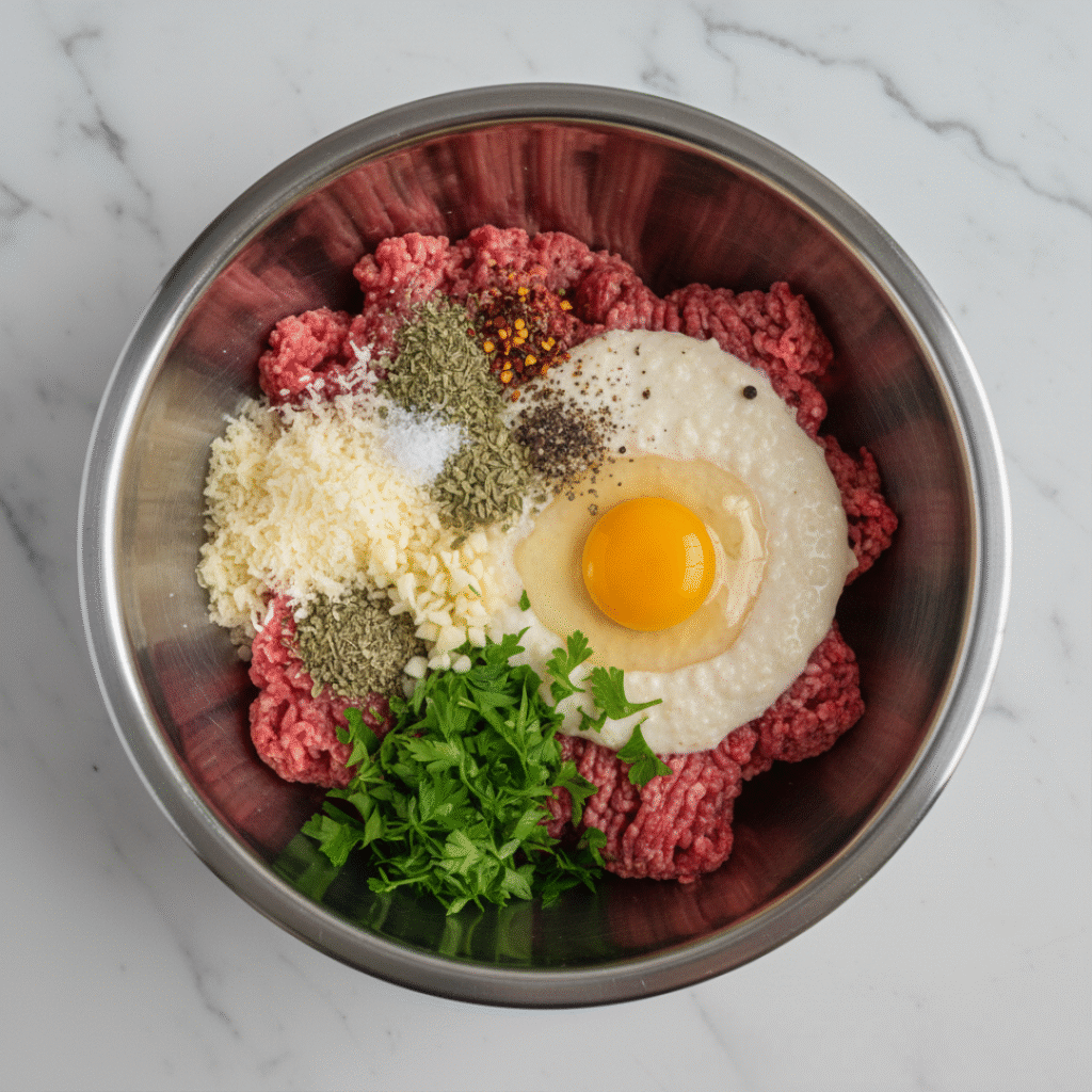 All Ingredients in Mixing Bowl