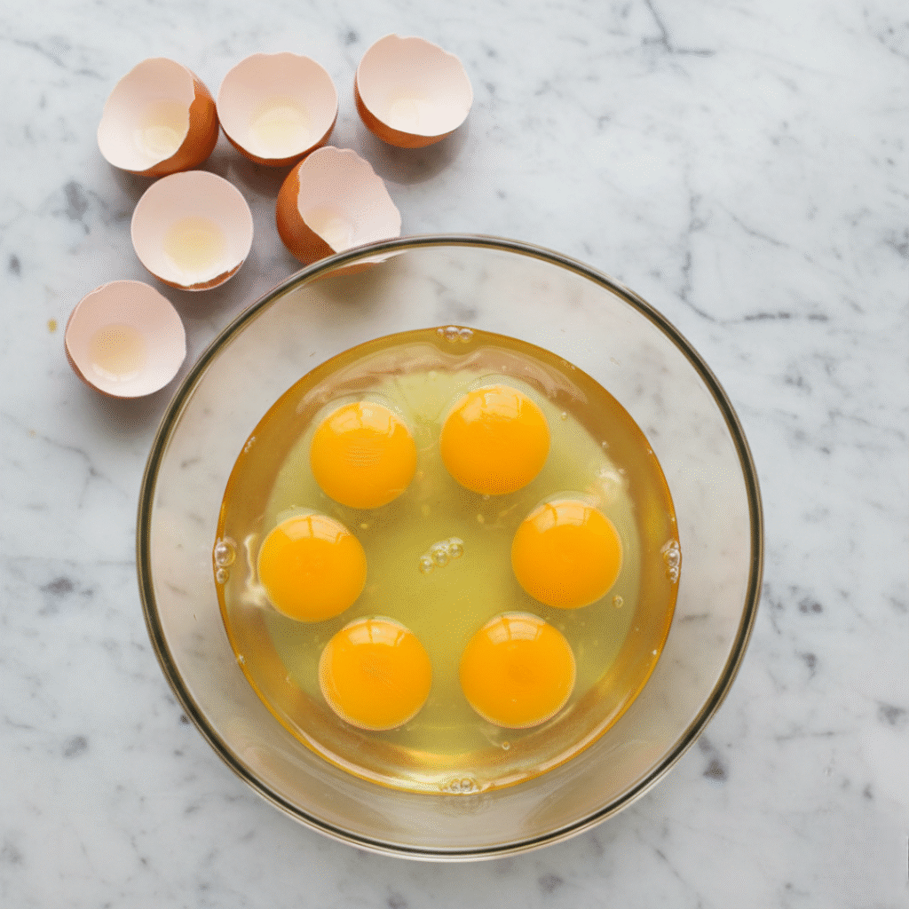 Eggs Cracked With Water Added