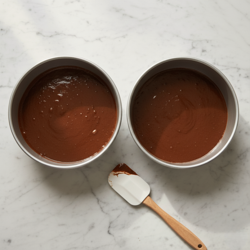 Filling the Cake Pans