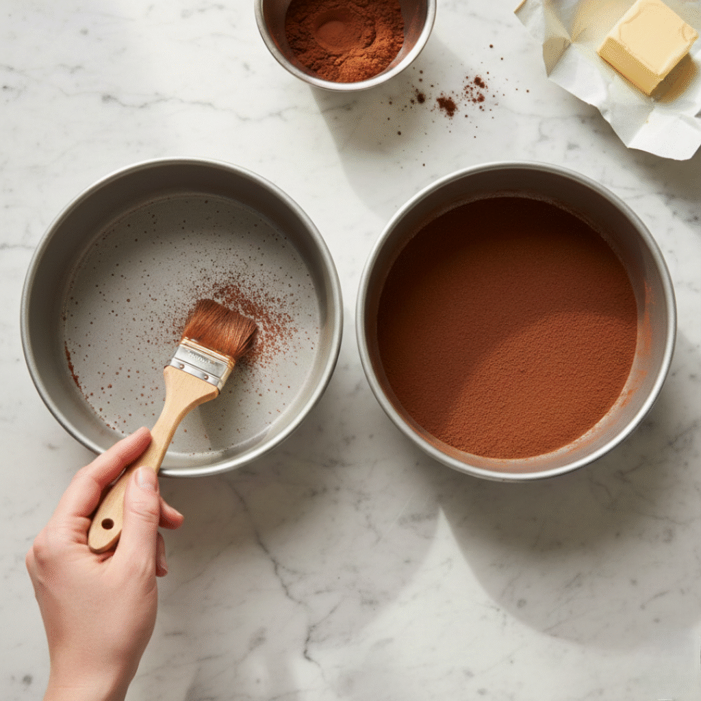 Prepping the Cake Pans