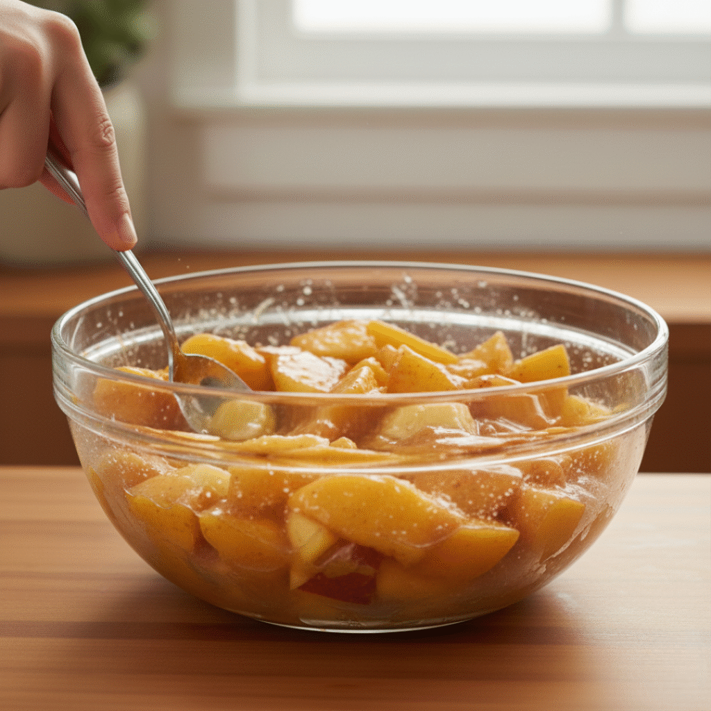 Mixing Peach Filling