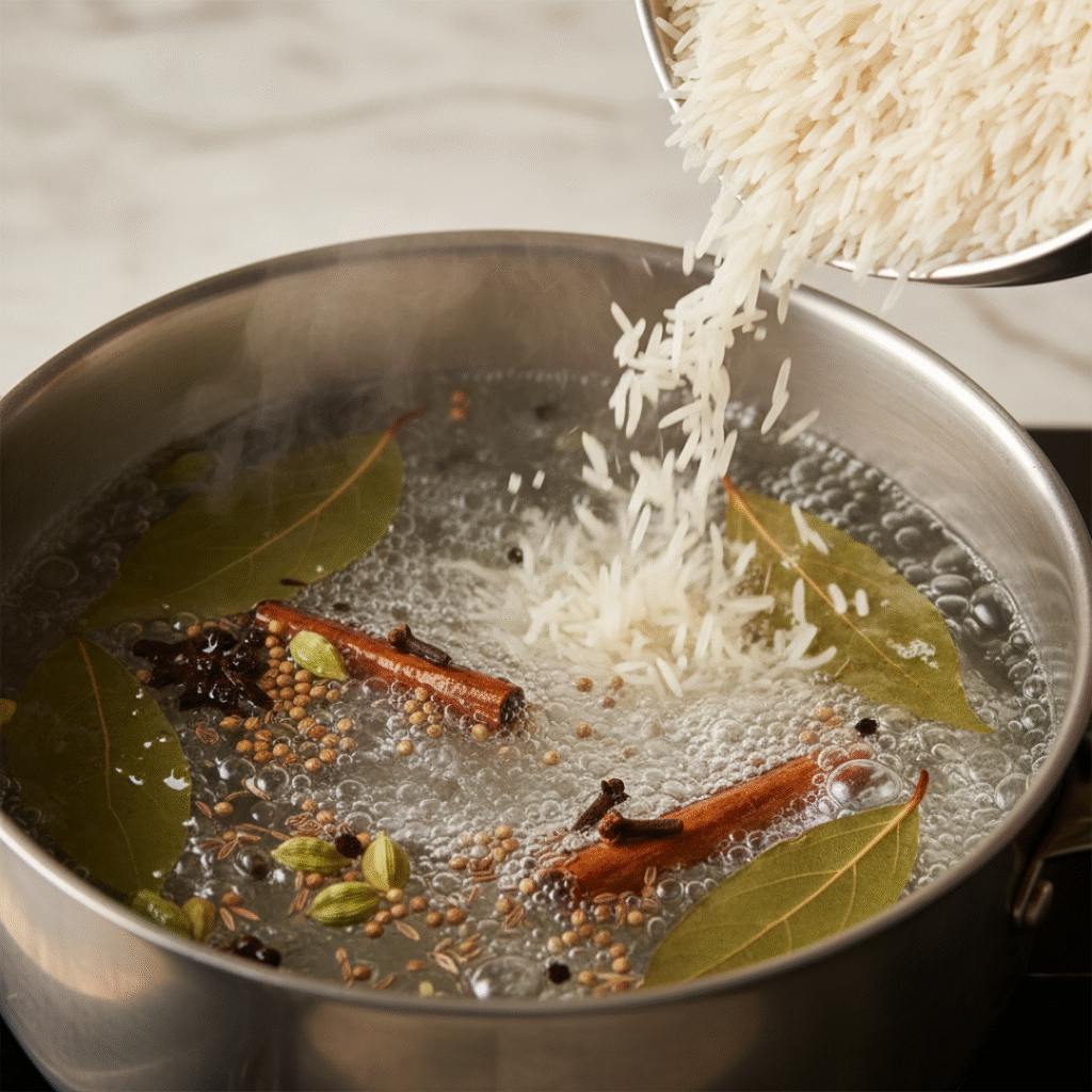 Boiling Rice with Whole Spices