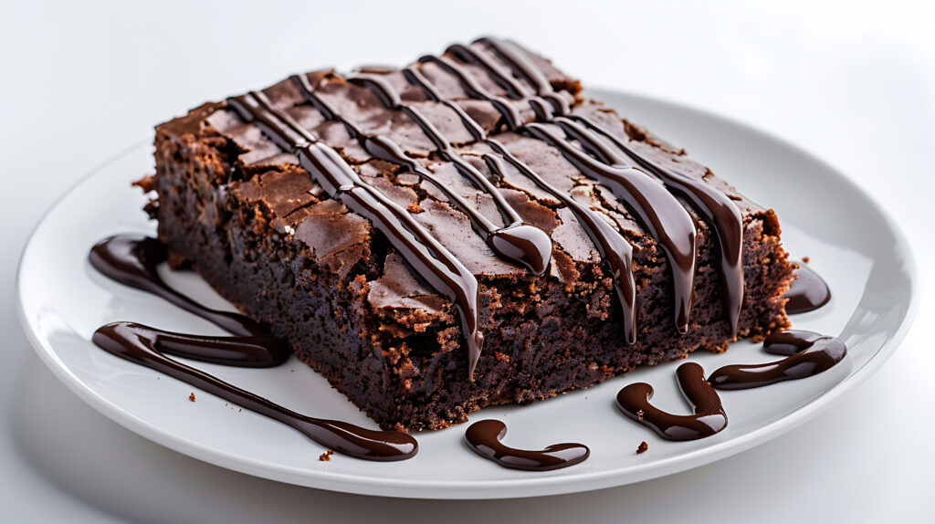 vecteezy a piece of brownie cake with melted chocolate on a white 42829102
