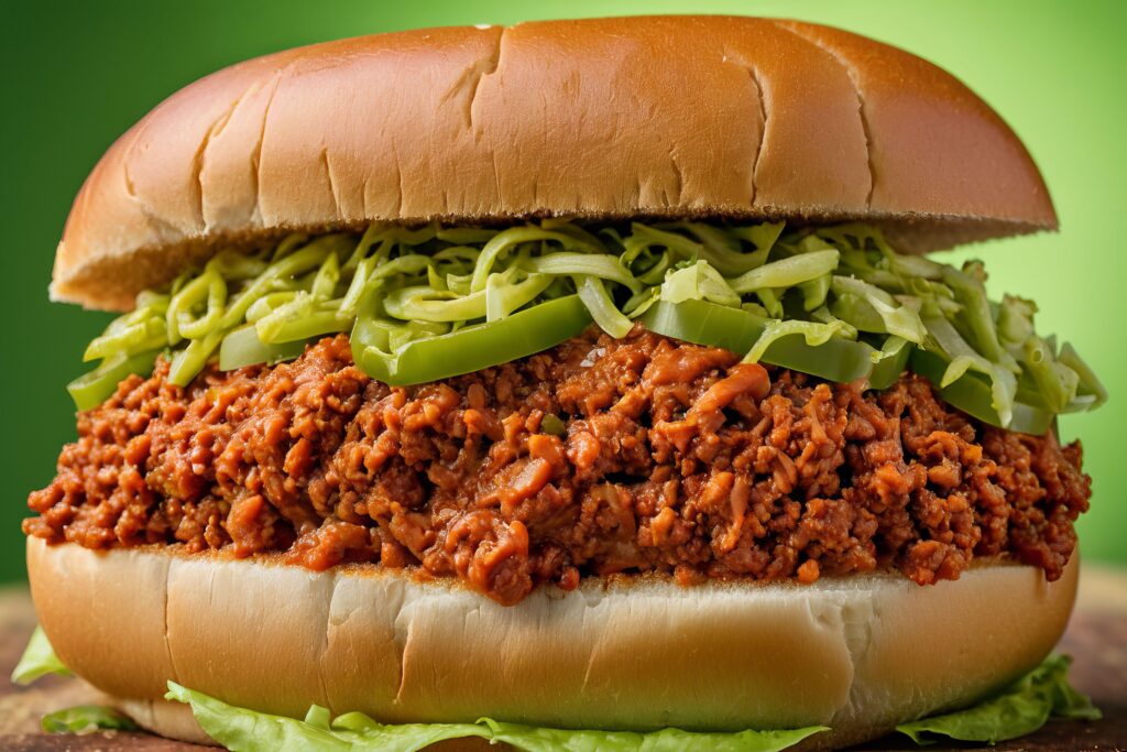 vecteezy ai generated sloppy joe with vegetable garnish 37481239 1