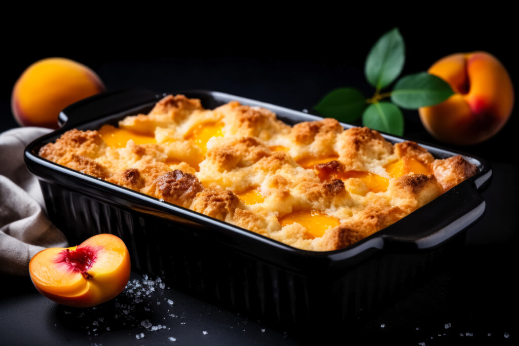 vecteezy delicious peach cobbler dark background with empty space for 26516107 3