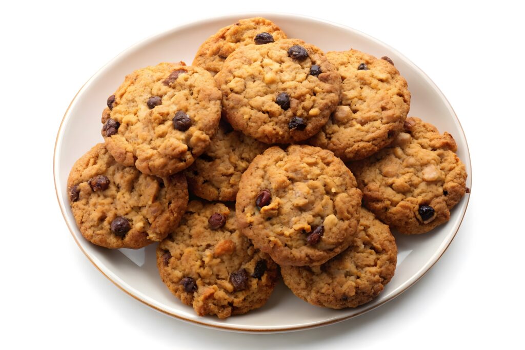 vecteezy delicious pile of oatmeal raisin cookies on a plate 65600310