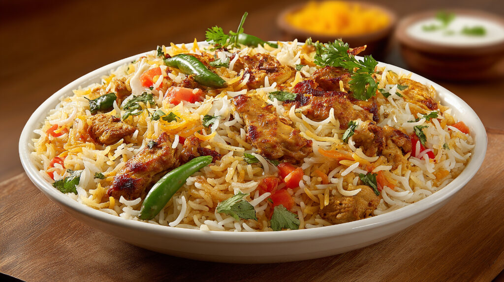 vecteezy gourmet style biryani rice with herbs and lime slices 68286619