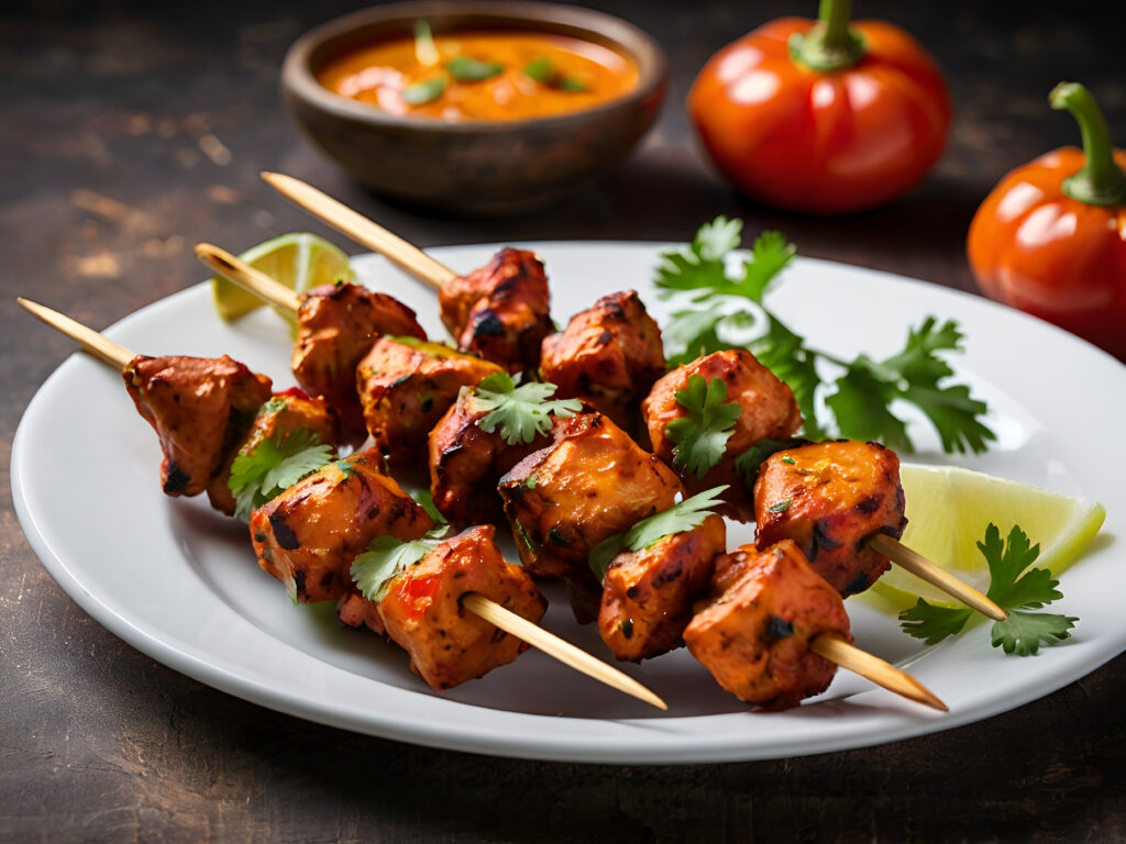 vecteezy indian chicken tikka on skewers 47976061 2