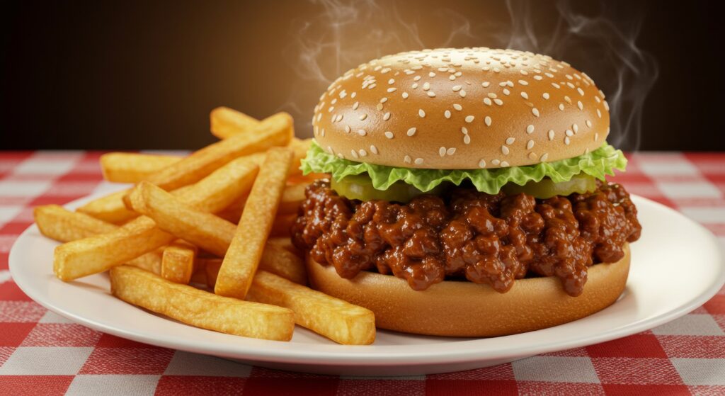 vecteezy mouthwatering sloppy joe served with crispy golden fries 66205271