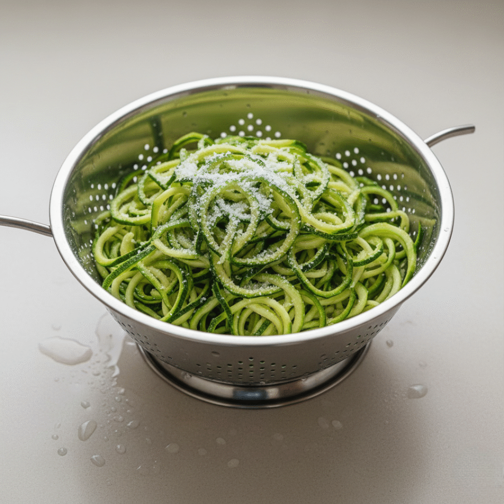 Salting and Draining Zoodles