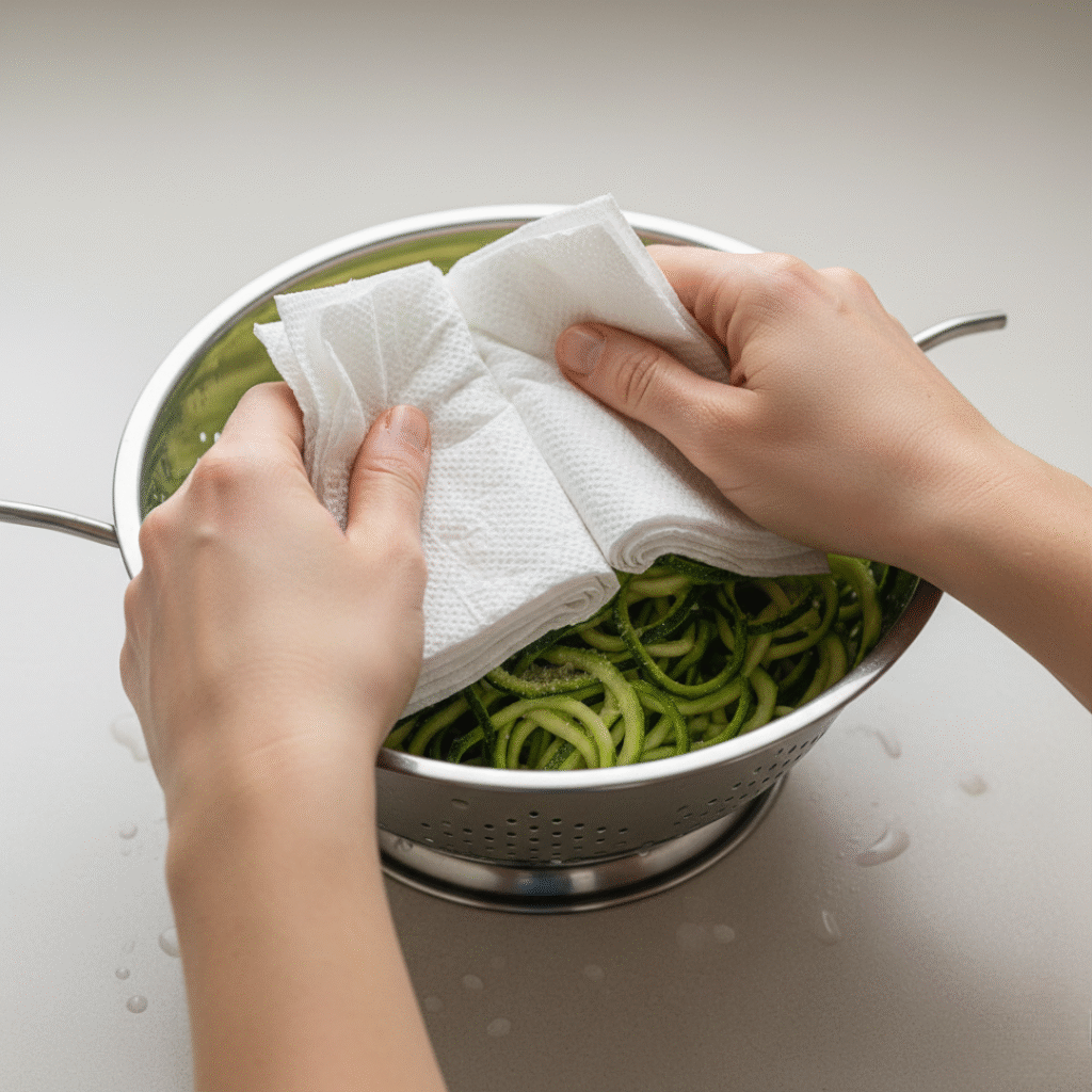 Patting Zoodles Dry