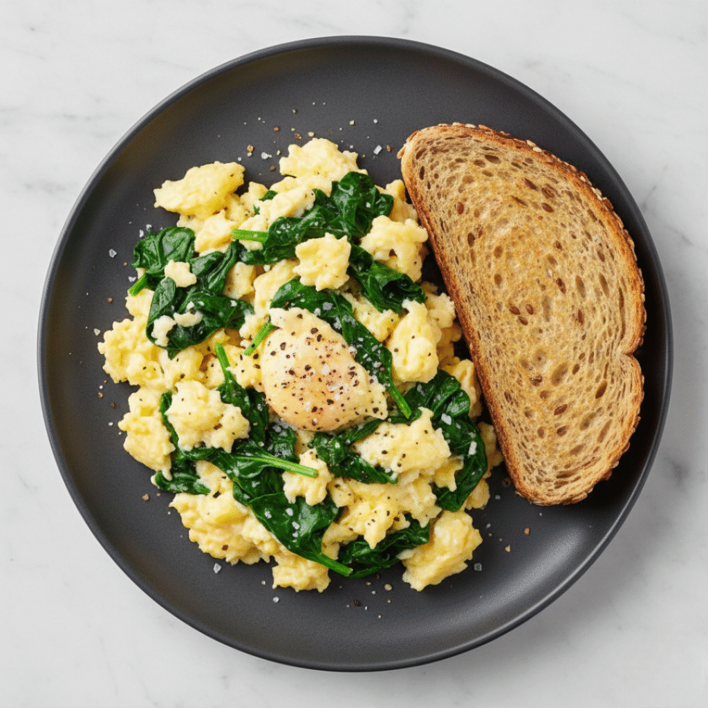  Scrambled Eggs with Spinach & Toast