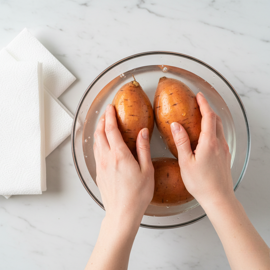 Washing Sweet Potatoes