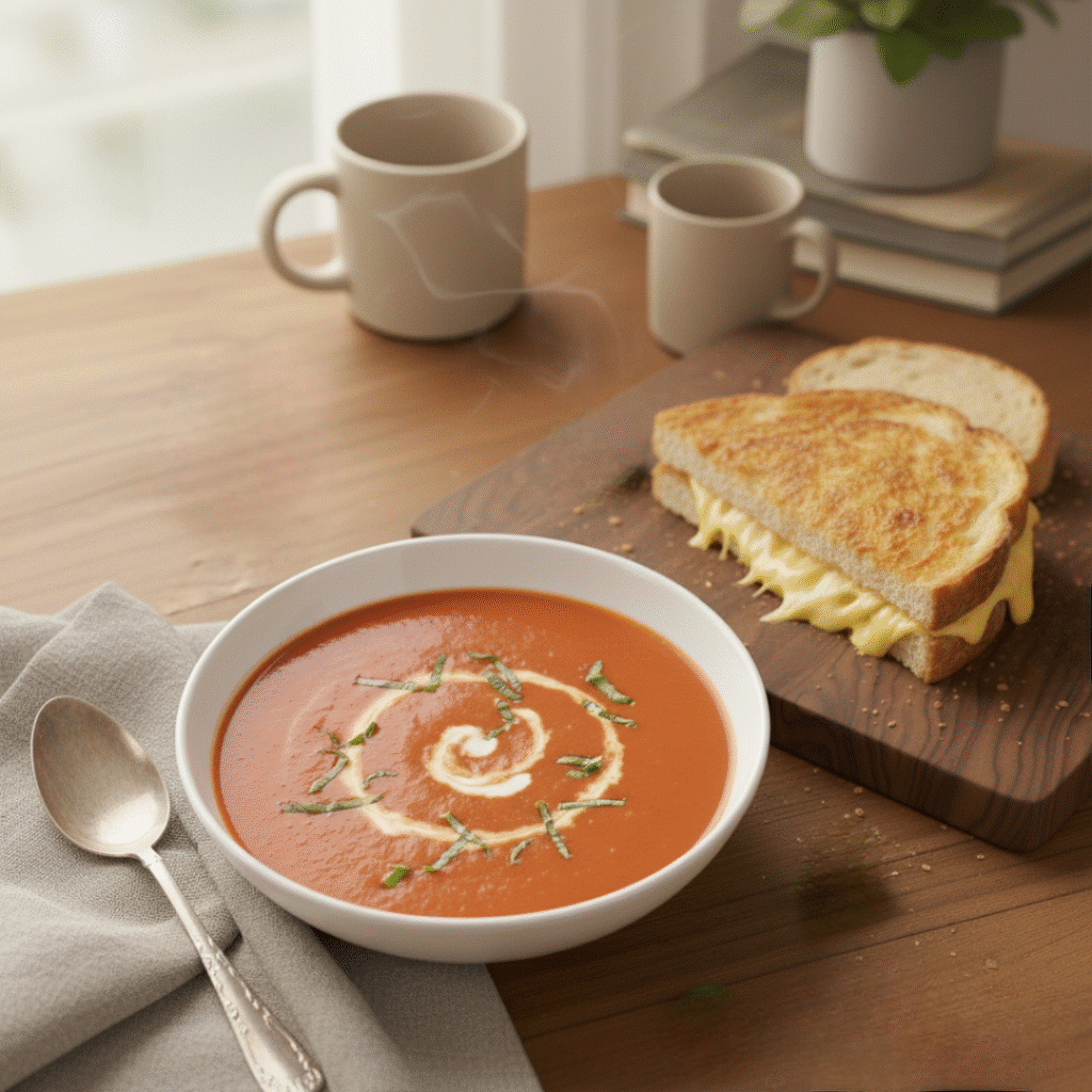 Tomato Soup with grilled cheese