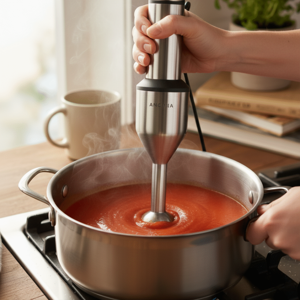 Immersion blending (or blender transfer)