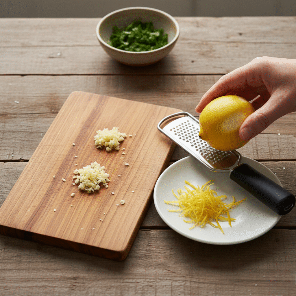 Minced garlic - lemon zest