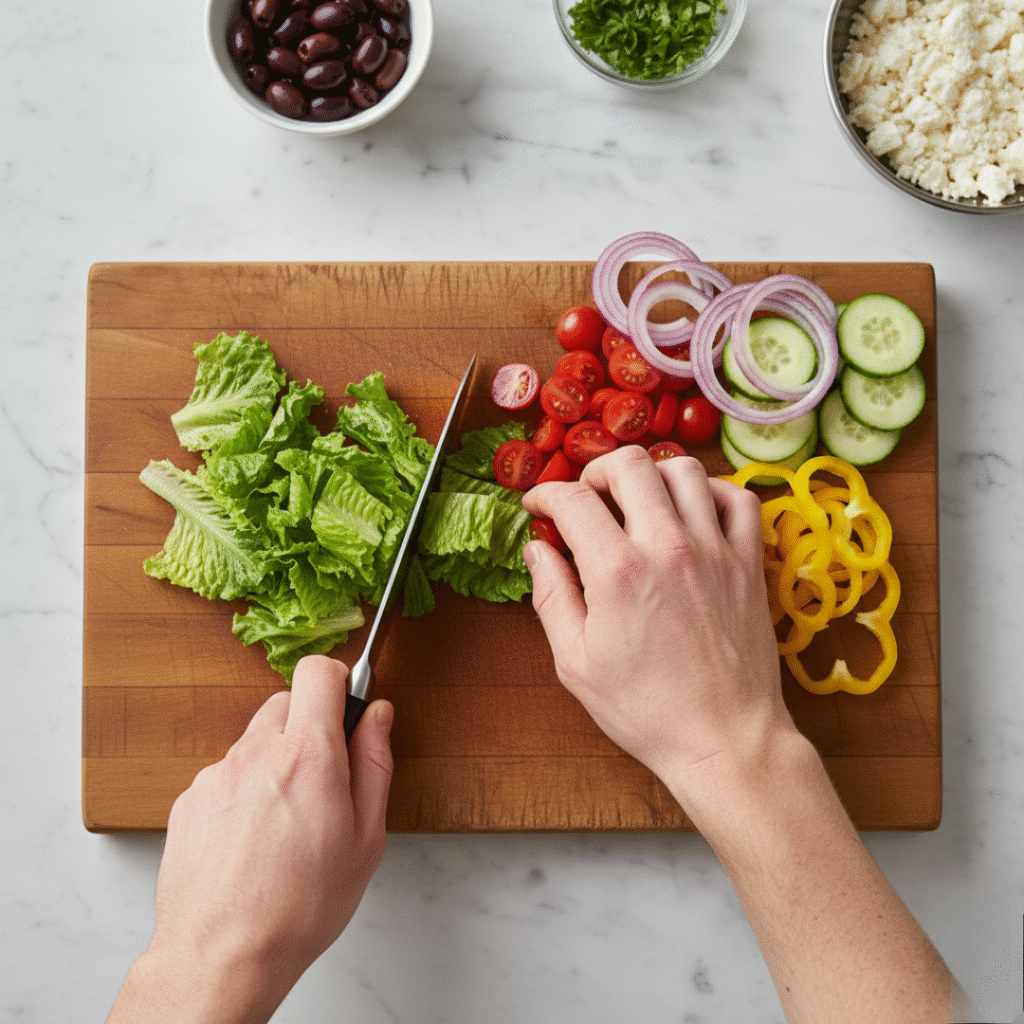 Chopping Salad Ingredients